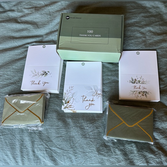 Green and White Thank You Cards Set - Picture 3 of 5